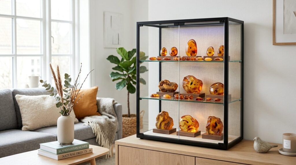 Elegant home decoration display featuring polished and raw a