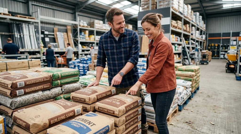 Close-up photorealistic shot of a man and woman inspecting b