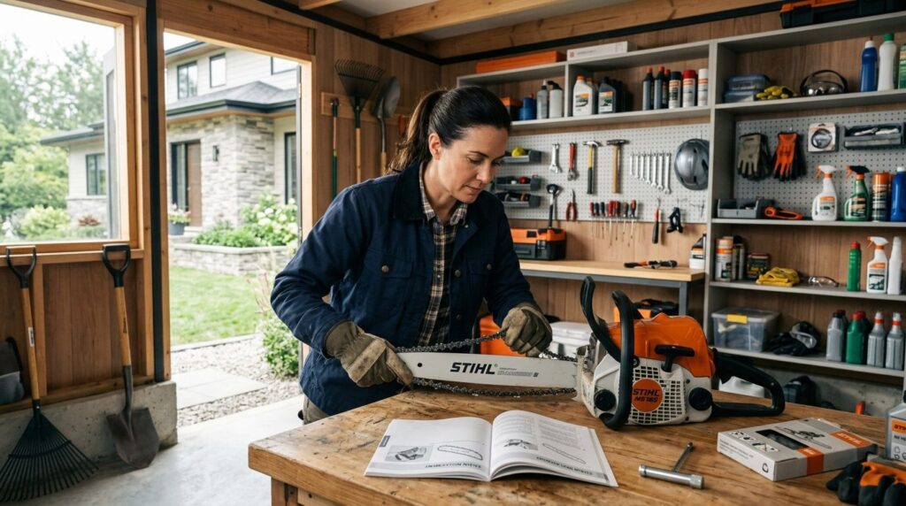 Wide angle photograph of a competent homeowner replacing a c