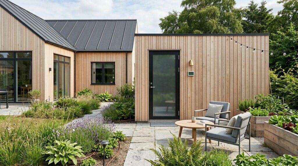 Modern Scandinavian home exterior featuring a contemporary s